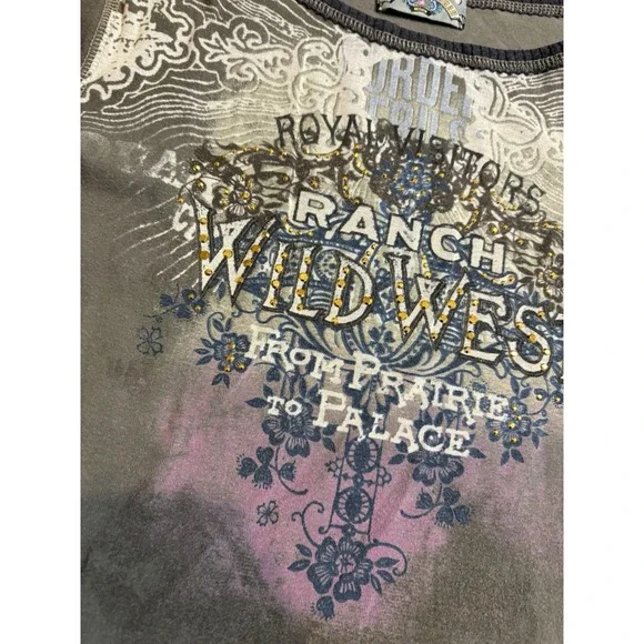 Women's Y2K Vanilla Sugar 3/4 Long Sleeve Shirt SZ M Wild West - Picture 3 of 6